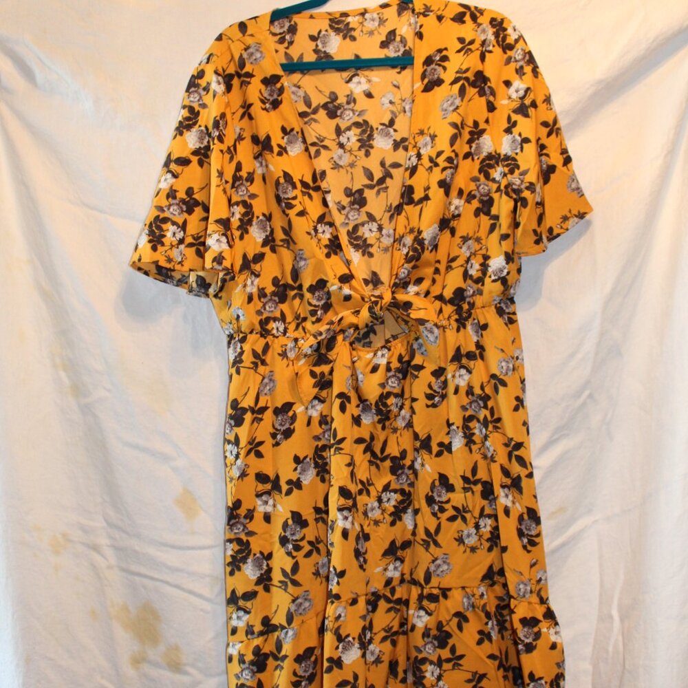 Yellow Front Tie Dress